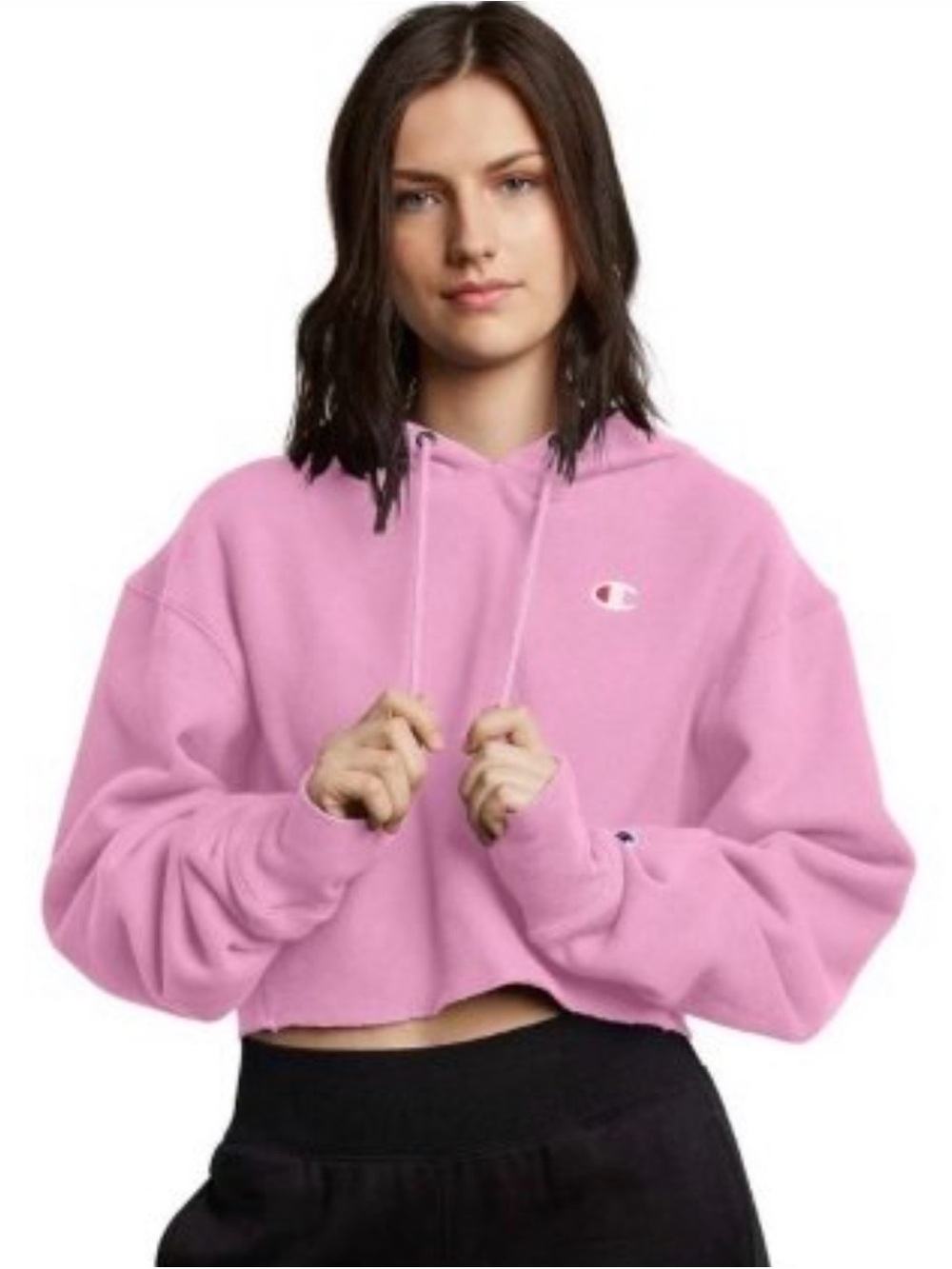 Champion Women's Pink Cropped Hoodie